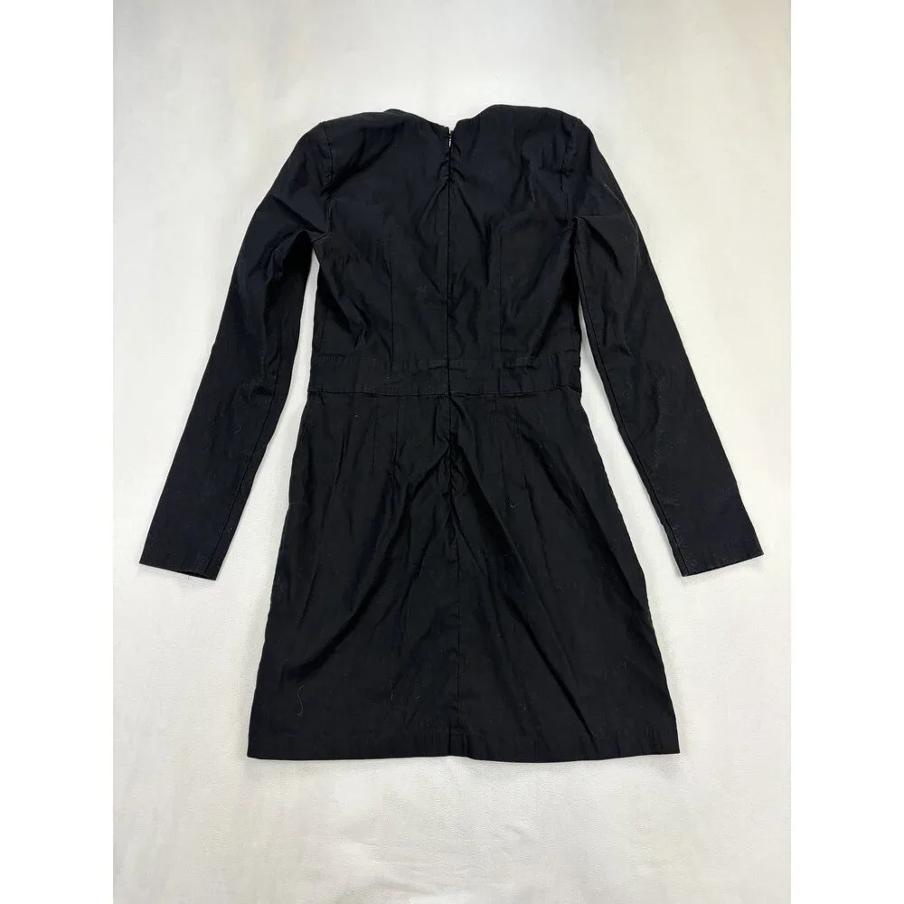 Anthropologie Black Long‎ Sleeve Mini Dress Size 8